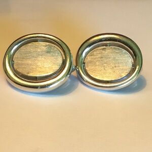 Vintage Trafari Oval Silver-tone Clip on Earrings